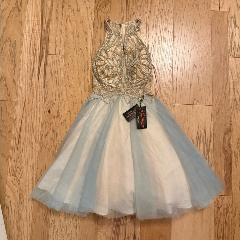 Terani Couture 1821H7929 Light Blue and Silver Cocktail Dress - Picture 2 of 3